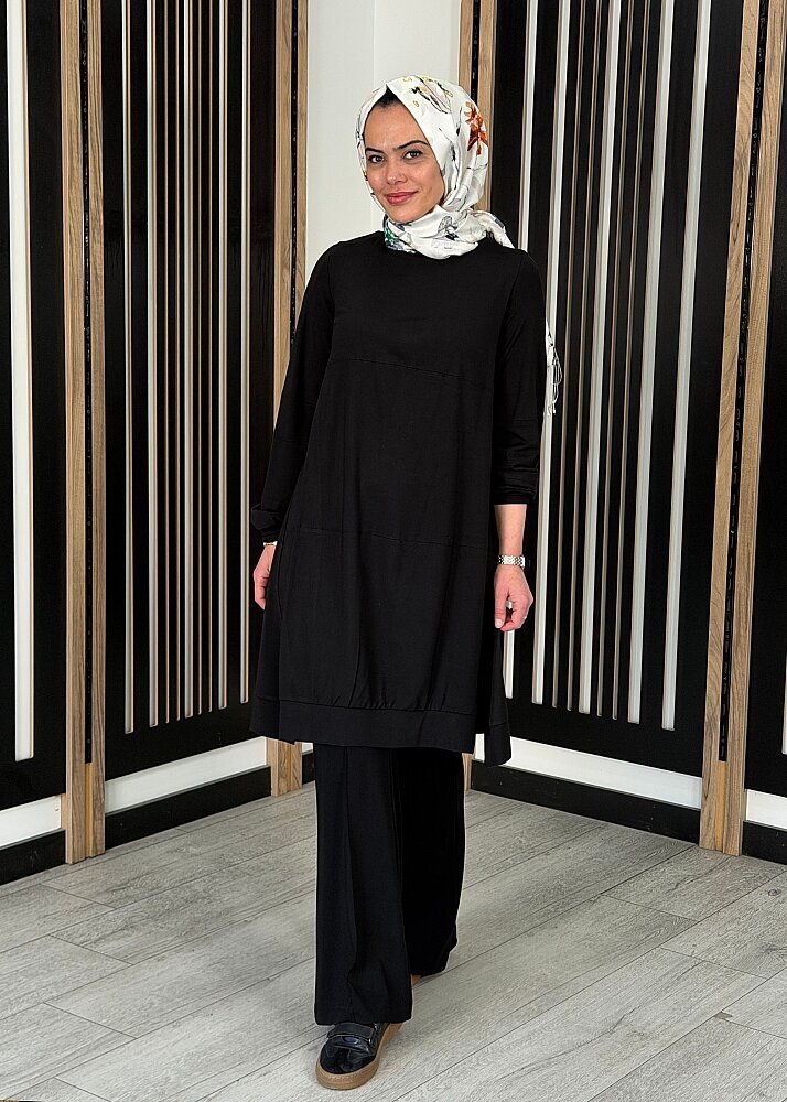 MissWhence Önü Dikiş Detaylı Tunik SİYAH