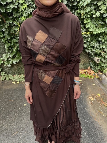 MissWhence Önü Fermuarlı İkili Elbise KAHVE - 4