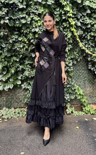 MissWhence Önü Fermuarlı İkili Elbise SİYAH - 1