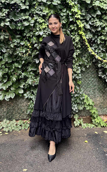 MissWhence Önü Fermuarlı İkili Elbise SİYAH - 1