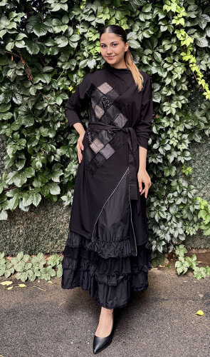 MissWhence Önü Fermuarlı İkili Elbise SİYAH - 4