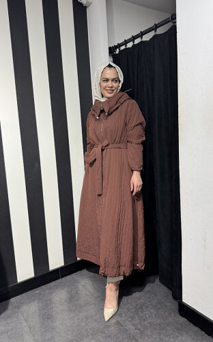 MissWhence Önü Fermuarlı Paraşüt Pardesü KİREMİT - MİSSWHENCE