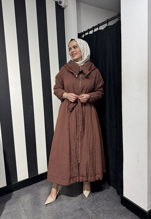 MissWhence Önü Fermuarlı Paraşüt Pardesü KİREMİT - 2