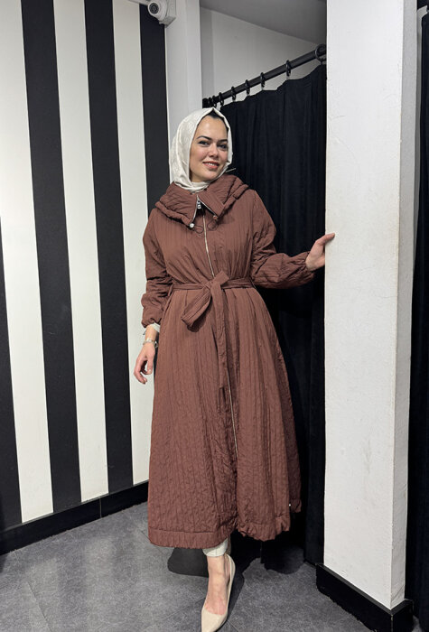 MissWhence Önü Fermuarlı Paraşüt Pardesü KİREMİT - 3