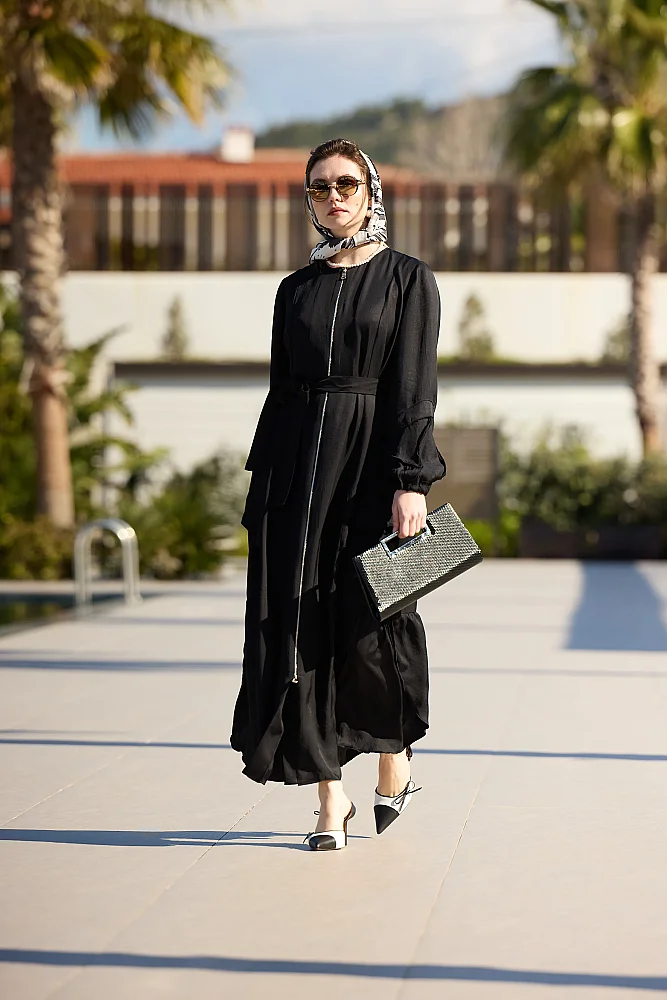 MissWhence Önü Fermuarlı Pardesü SİYAH