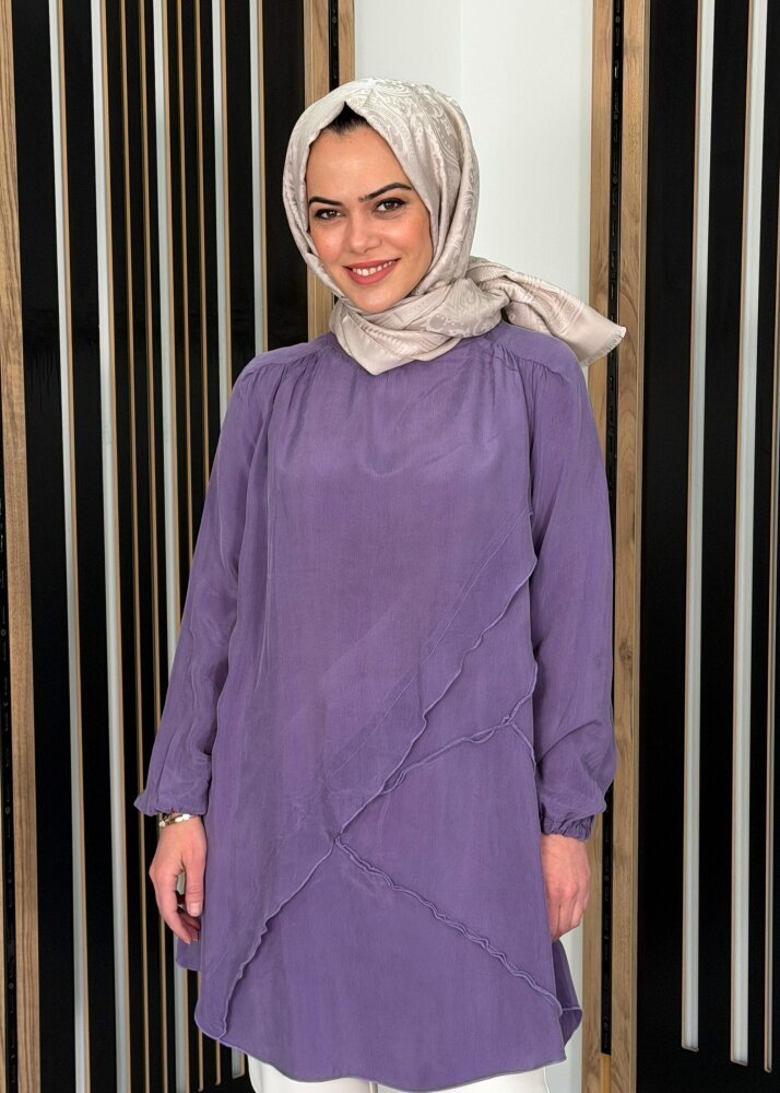 MissWhence Önü Fırfır Detaylı Tunik LİLA