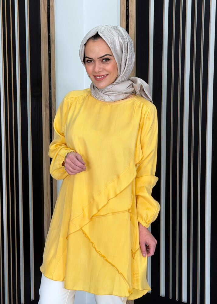 MissWhence Önü Fırfır Detaylı Tunik SARI