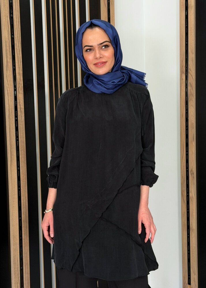 MissWhence Önü Fırfır Detaylı Tunik SİYAH - 3