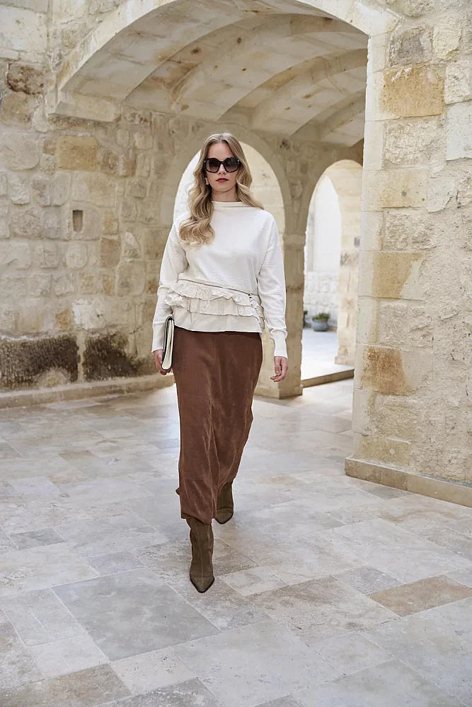 MissWhence Önü Katlı Fermuarlı Tunik EKRU - 5