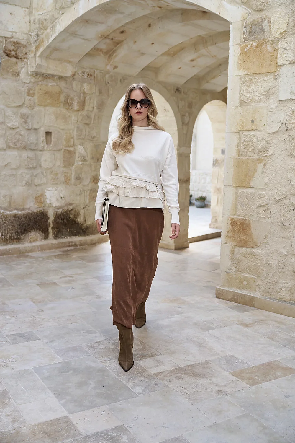 MissWhence Önü Katlı Fermuarlı Tunik EKRU - 5