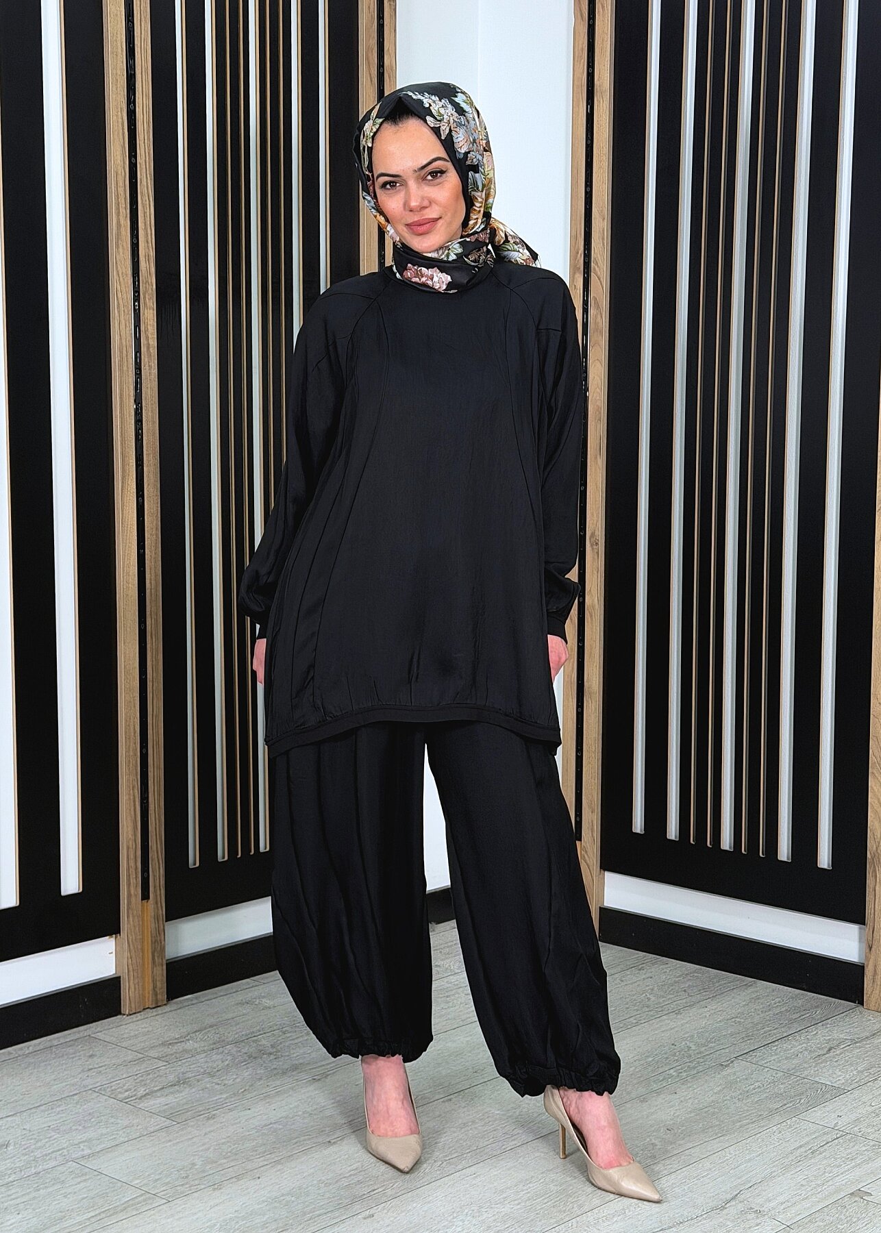 MissWhence Pantolon Ucu Lastikli Takım SİYAH - 2