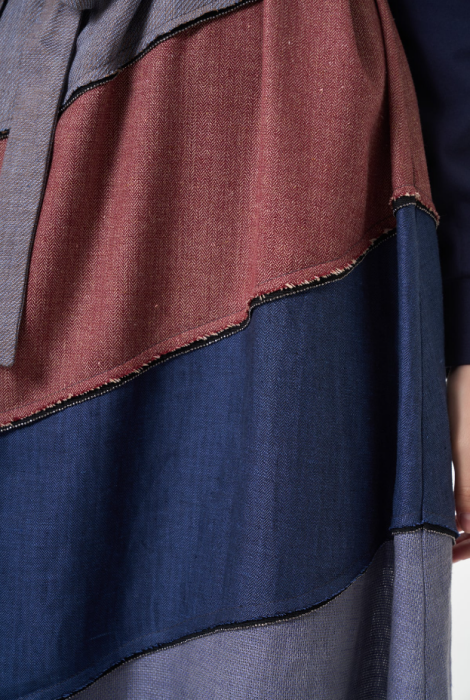 MissWhence Patchwork Elbise LACİVERT - 6