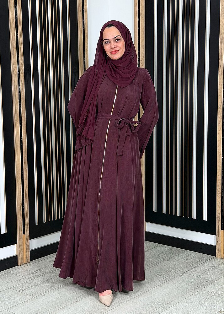 MissWhence Şallı Kuşaklı İpek Elbise BORDO
