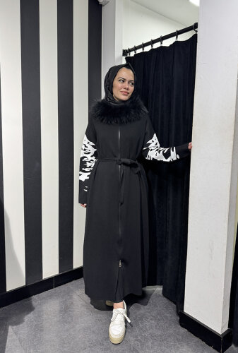 MissWhence Triko Uzun Kap SİYAH İNCİ - MİSSWHENCE