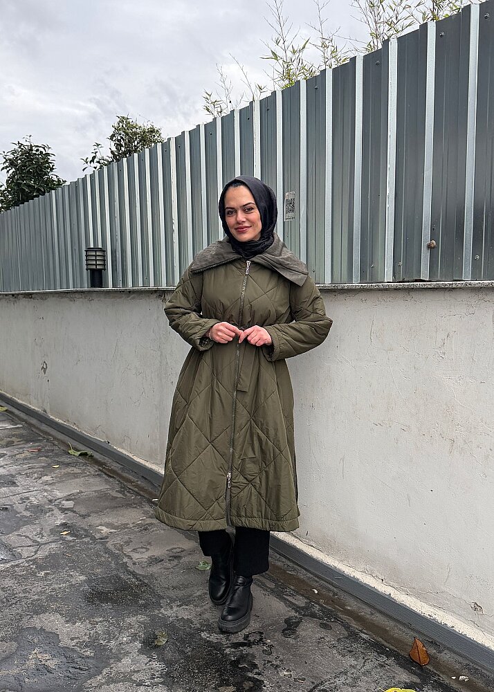 MissWhence Yakası Yazı Baskılı Şişme Mont HAKİ - 2