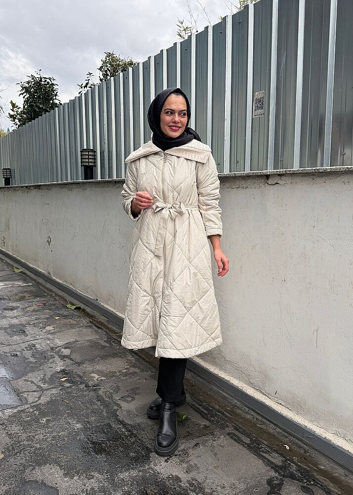 MissWhence Yakası Yazı Baskılı Şişme Mont TAŞ - 2