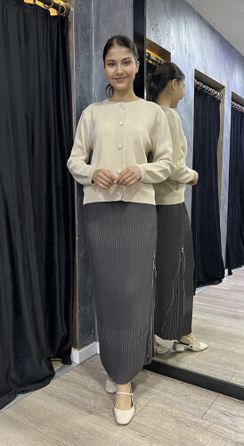 MissWhence Yandan Fermuarlı Pliseli Etek ANTRASİT - 1