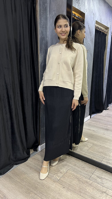 MissWhence Yandan Fermuarlı Pliseli Etek SİYAH - 1