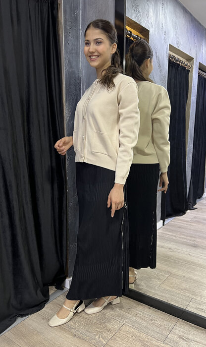 MissWhence Yandan Fermuarlı Pliseli Etek SİYAH - 3