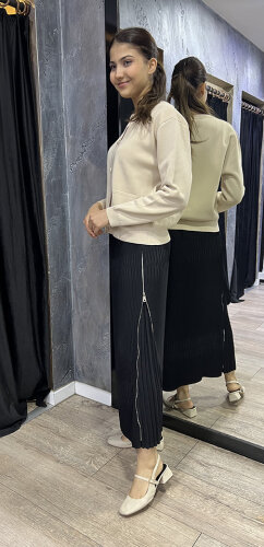 MissWhence Yandan Fermuarlı Pliseli Etek SİYAH - 2