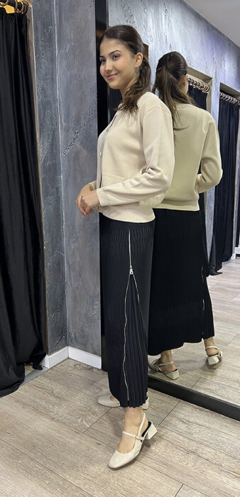 MissWhence Yandan Fermuarlı Pliseli Etek SİYAH - 2