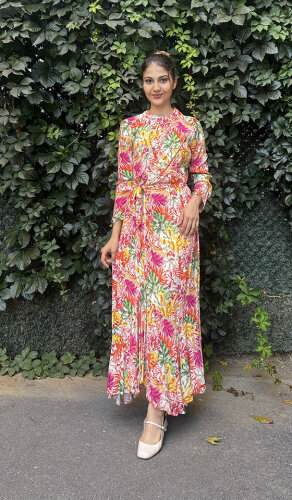 NiQozza Blossom Floş Elbise Desenli - 2