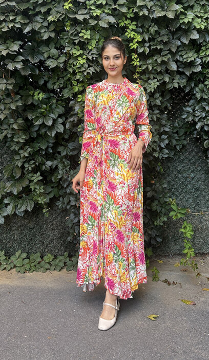 NiQozza Blossom Floş Elbise Desenli - 2