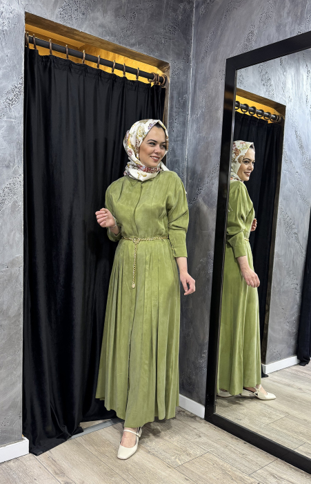 NiQozza Lilia İpek Elbise YEŞİL - 1