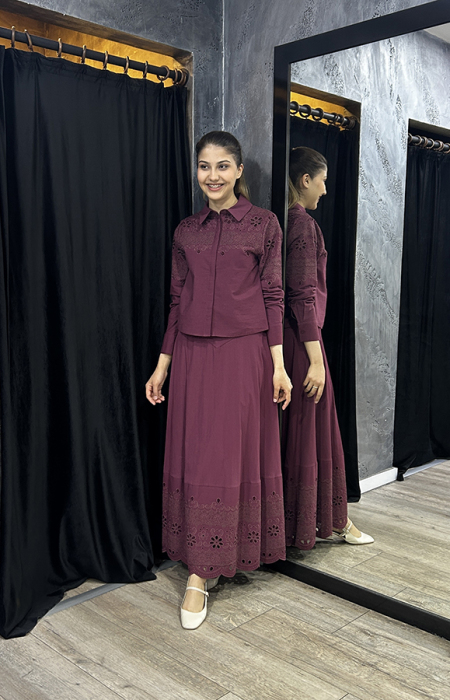 NiQozza Lumos Poplin Etekli Takım BORDO - 2