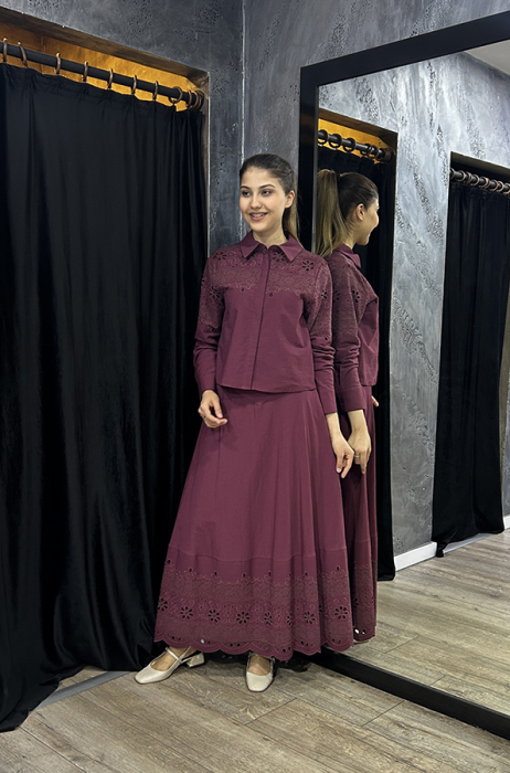 NiQozza Lumos Poplin Etekli Takım BORDO - 1