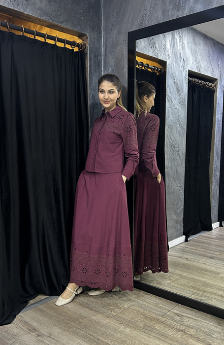 NiQozza Lumos Poplin Etekli Takım BORDO - 3
