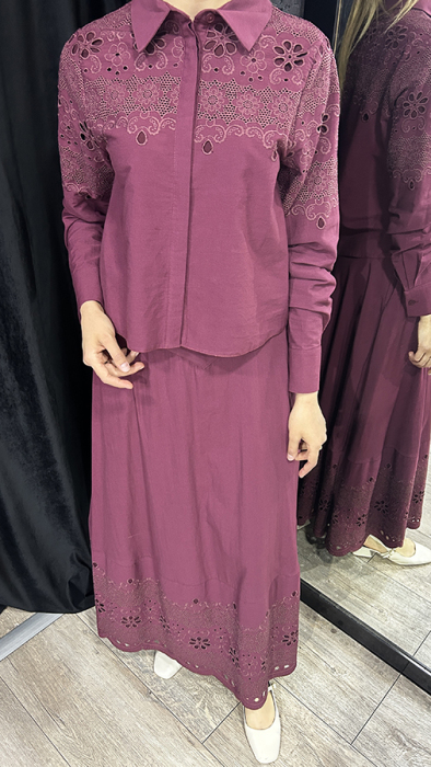 NiQozza Lumos Poplin Etekli Takım BORDO - 4