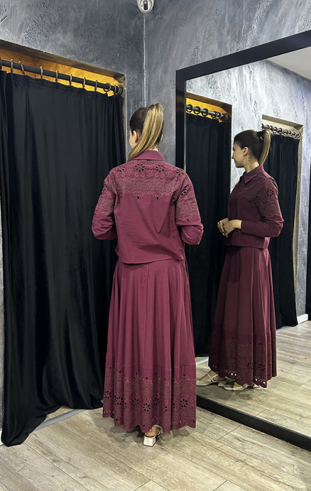 NiQozza Lumos Poplin Etekli Takım BORDO - 5