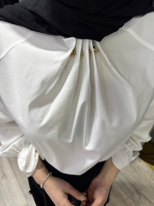 NiQozza Pırıl Cotton Bluz BEYAZ - 5