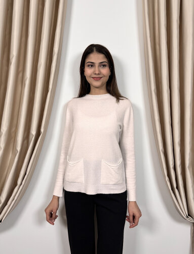 NiQozza Yasemin İthal Cepli Triko Kazak EKRU - 3