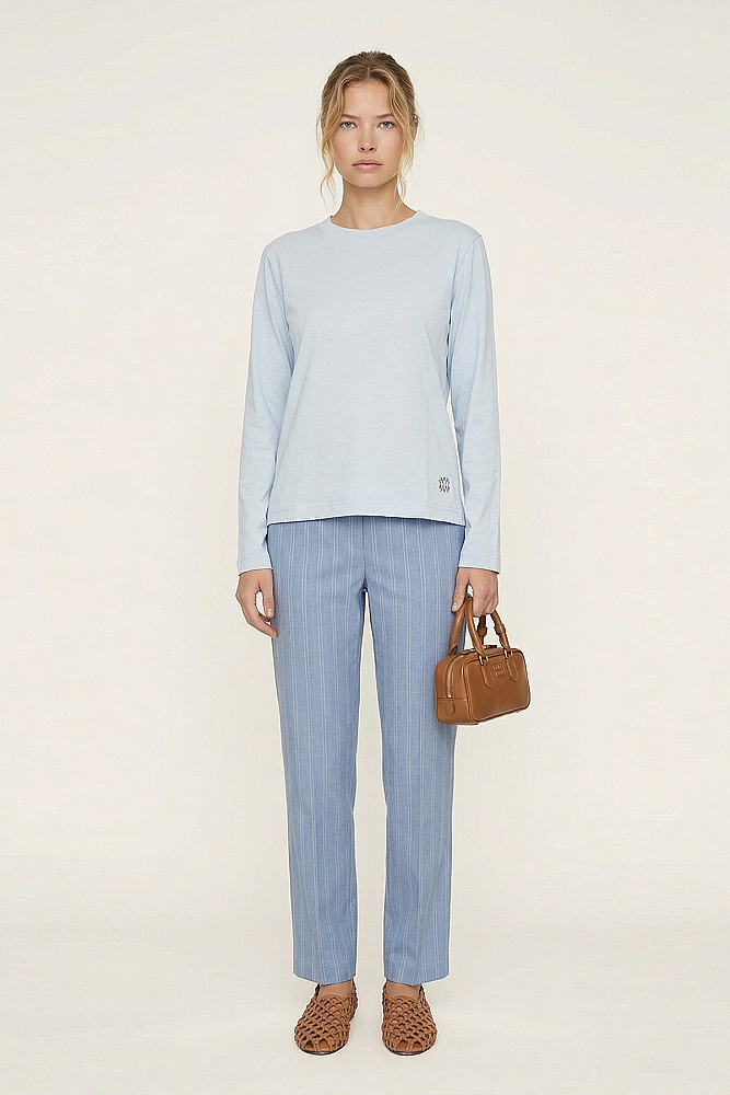 Noi Cotton Penye Cos Uzun Kollu Kısa Bluz AÇIK MAVİ