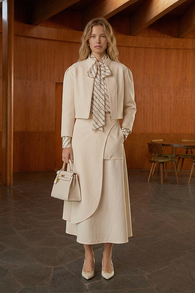 Noİ Double Krep İki Katlı Yandan Çıtçıtlı Anvelop Etek Kemik