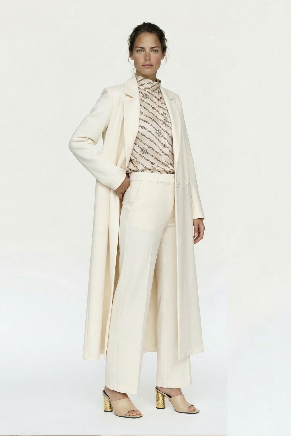 Noİ Double Krep Üstten Cepli Uzun Blazer Kemik - 2