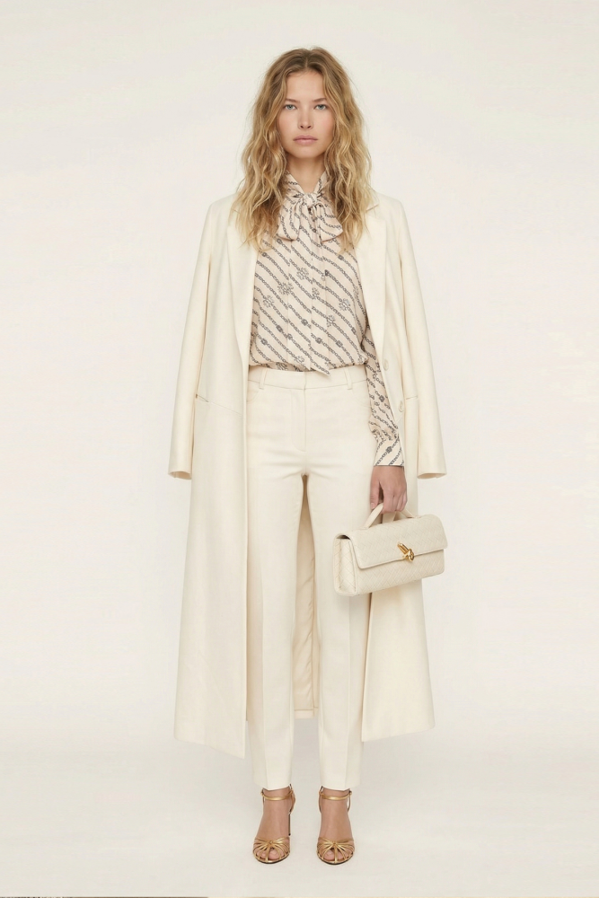 Noİ Double Krep Üstten Cepli Uzun Blazer Kemik - 3