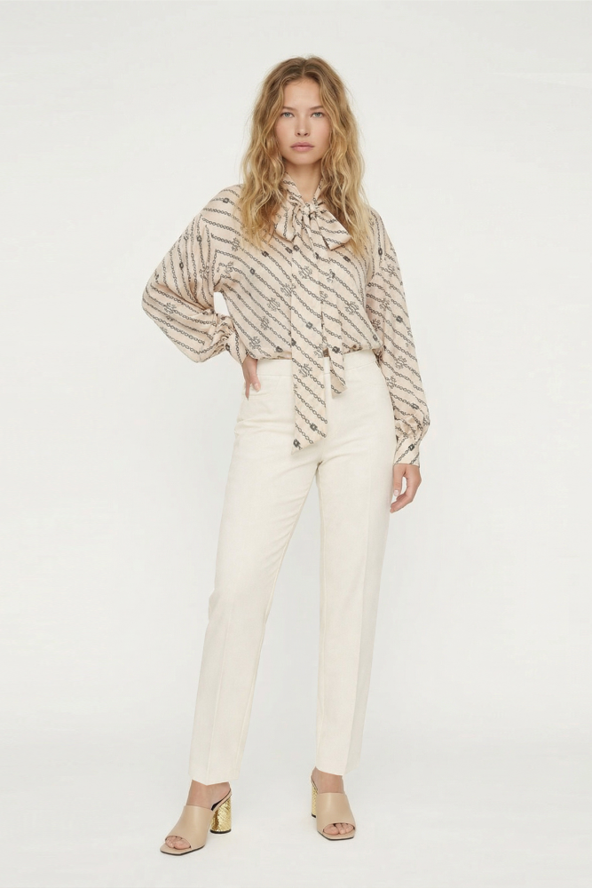 Noİ Double Viscon Krep Dar Paça Pantolon KREM