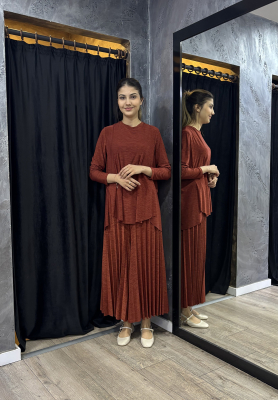 Noi Elenay Önü Kısa Arkası Uzun Bluz TABA - 1