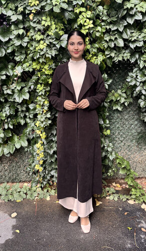 Noi İnce Fitilli Kadife Arkası Kemerli Ceket KAHVE - NOİ