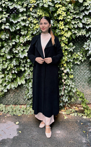 Noi İnce Fitilli Kadife Arkası Kemerli Ceket SİYAH - NOİ