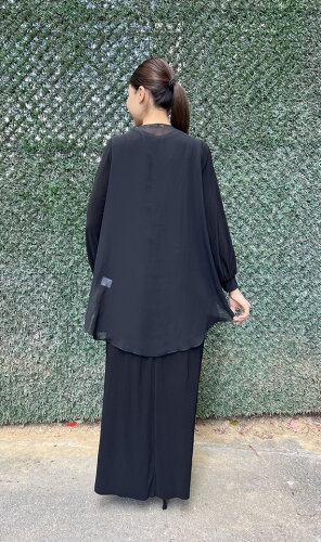 Noi Jarse Şifon Yelekli Elbise SİYAH - 7