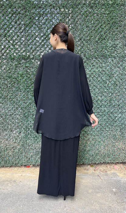 Noi Jarse Şifon Yelekli Elbise SİYAH - 7