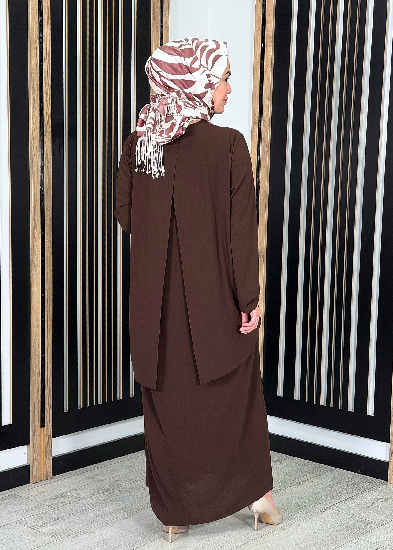 Noİ Jarse Üstten Aller Parçalı Elbise KAHVE - 4