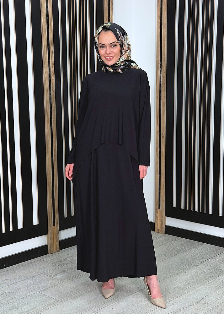 Noİ Jarse Üstten Aller Parçalı Elbise SİYAH