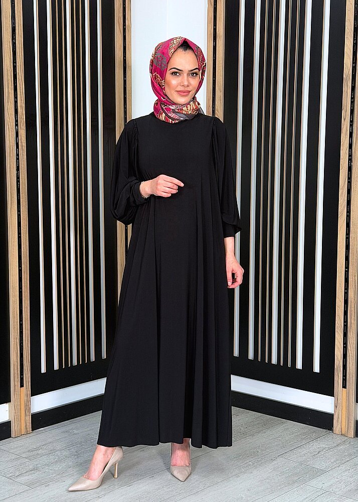 Noİ Jarse Yakadan Fularlı Elbise SİYAH