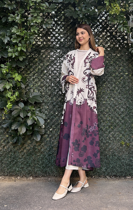 Noi Keten Bohemian Desenli Kimono BORDO - 2