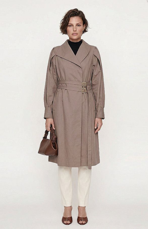 Noi Koton Önden Kemerli D Tokalı Şal Yaka Ceket KAHVE